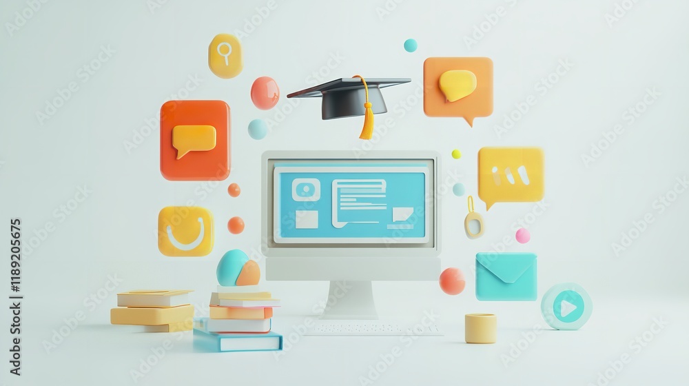 AI-Driven Education Concept with Various Icons Like Chat Bubbles
AI-Driven Education Concept with Various Icons Like Chat Bubbles
