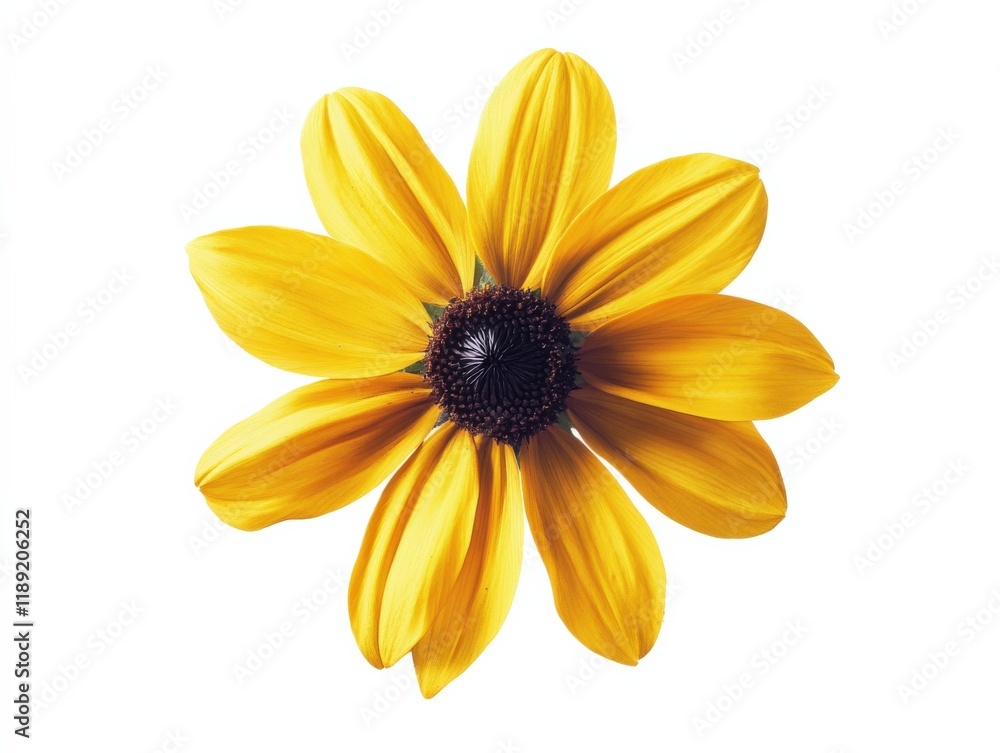 Obraz premium A vibrant yellow flower blooms against a white background
