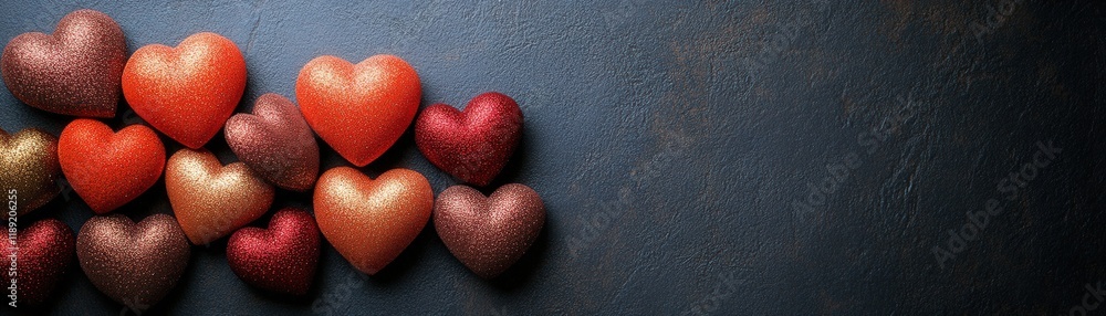 Fototapeta premium A collection of colorful hearts arranged in a visually appealing manner on a white background valentine day