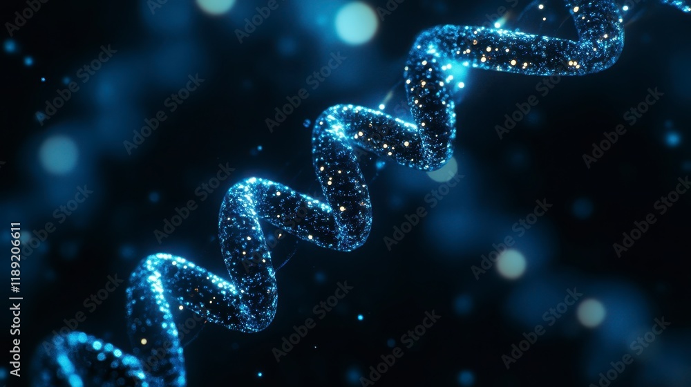 Abstract Glowing Blue DNA Helix Genetic Code Science Background