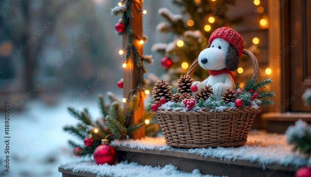 Obraz premium Snoop on the Stoop Winter Decor