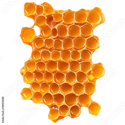 Golden Honeycombs Isolated on Transparent Background