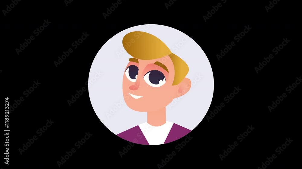 A cheerful animated character with blonde hair and large eyes, designed in a flat style. A cheerful animated character with blonde hair and large eyes, designed in a flat style.