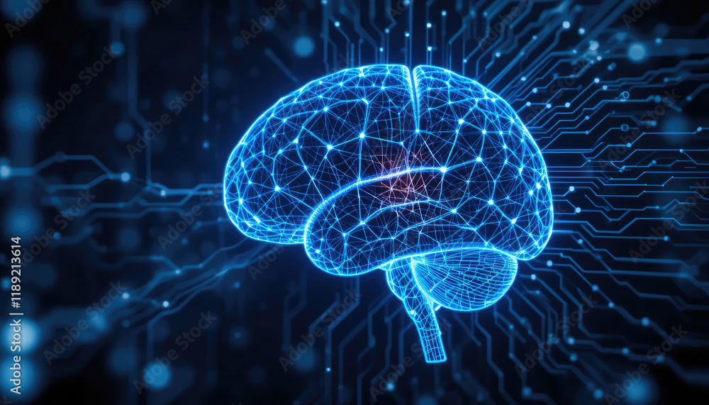 Human Brain Neural Network, The Concept of AI Big Data and Intelligent Thinking Illustration.