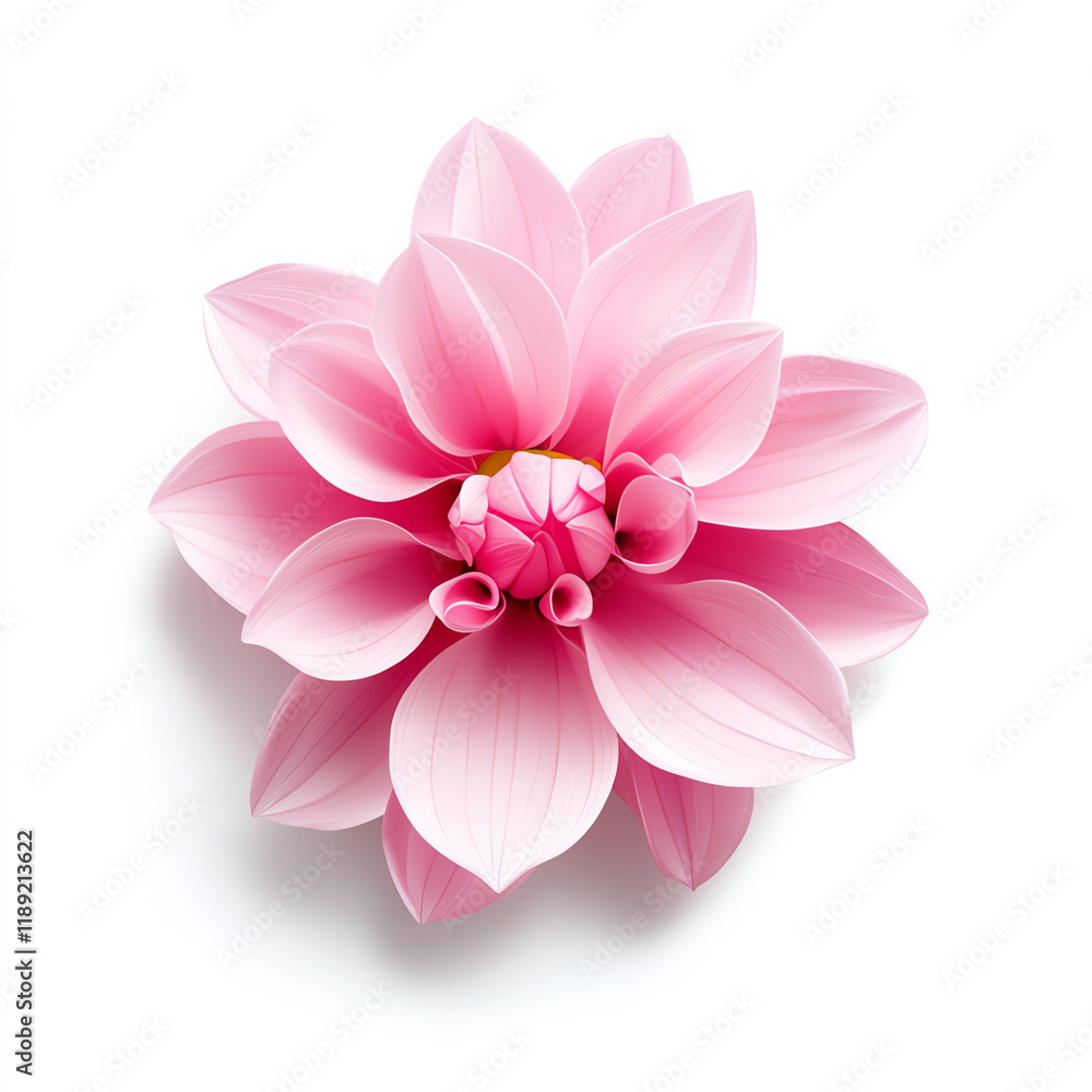 Fototapeta premium Beautiful pink lotus flower on a white isolated background.