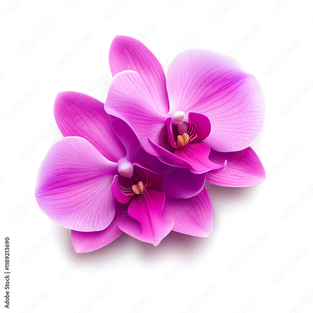 Beautiful pink orchid flowers arranged elegantly on a white background. Beautiful pink orchid flowers arranged elegantly on a white background.