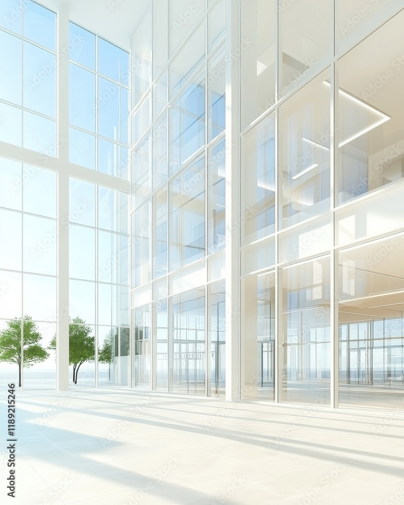 Modern minimalist architecture in bright open space city center interior design contemporary environment wide angle view Modern minimalist architecture in bright open space city center interior design contemporary environment wide angle view