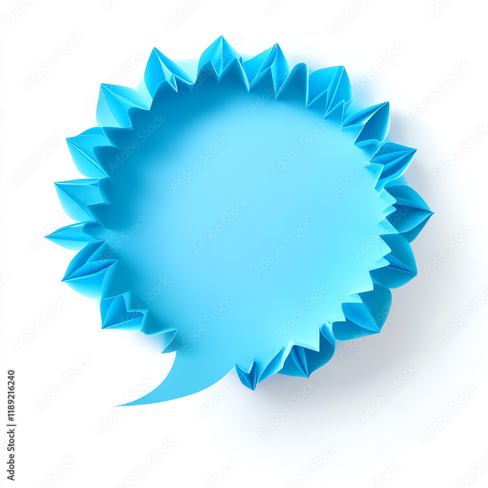 Blue origami speech bubble on a white isolated background. Blue origami speech bubble on a white isolated background.