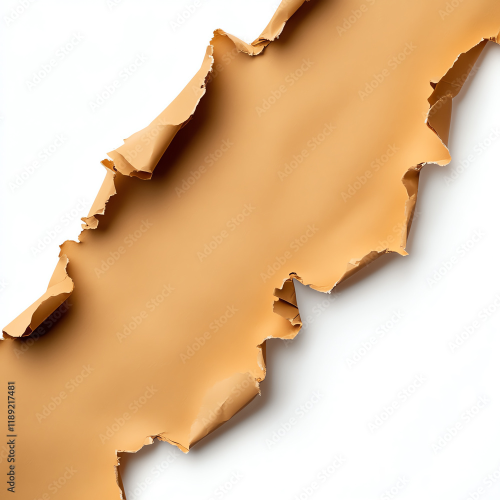 Obraz premium Brown paint sample with a textured edge on a white isolated background.