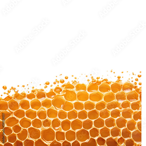Golden Honeycombs Isolated on Transparent Background
