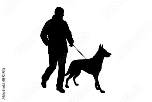 silhouette of a person with a dog