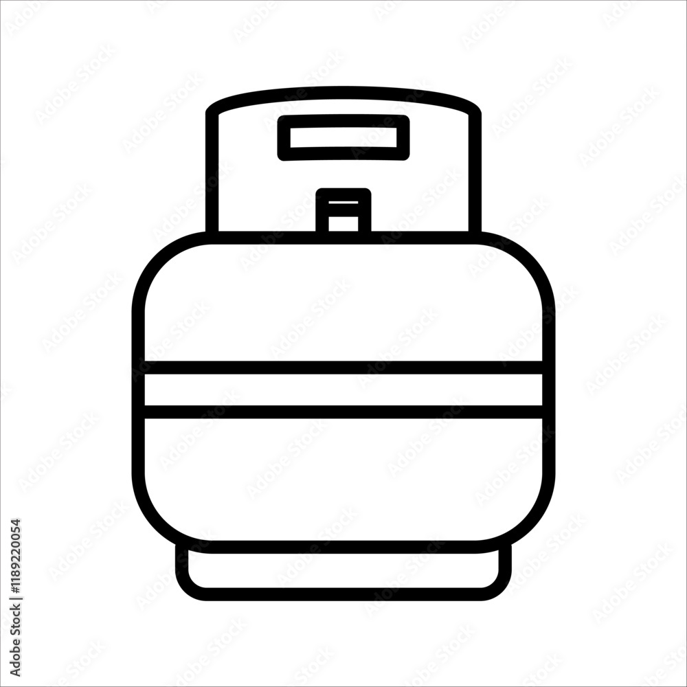 PrintLPG gas tank, gas cylinder vector icon. Also called bottle, canister. Refill pressure vessel or container for storage natural gas, liquefied petroleum gas, propane, white background. 