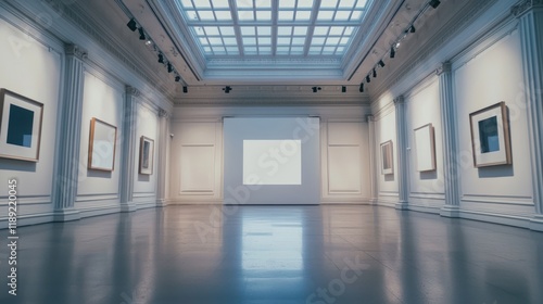 Wallpaper Mural A grand museum gallery with high ceilings and blank walls under soft spotlights. Torontodigital.ca