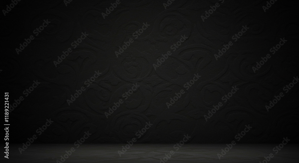Dark Moody Background with Embossed Floral Damask Wall Texture and Floor Dark Moody Background with Embossed Floral Damask Wall Texture and Floor