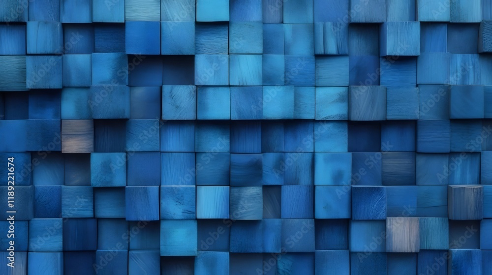 Abstract blue wooden cube pattern background. Abstract blue wooden cube pattern background.