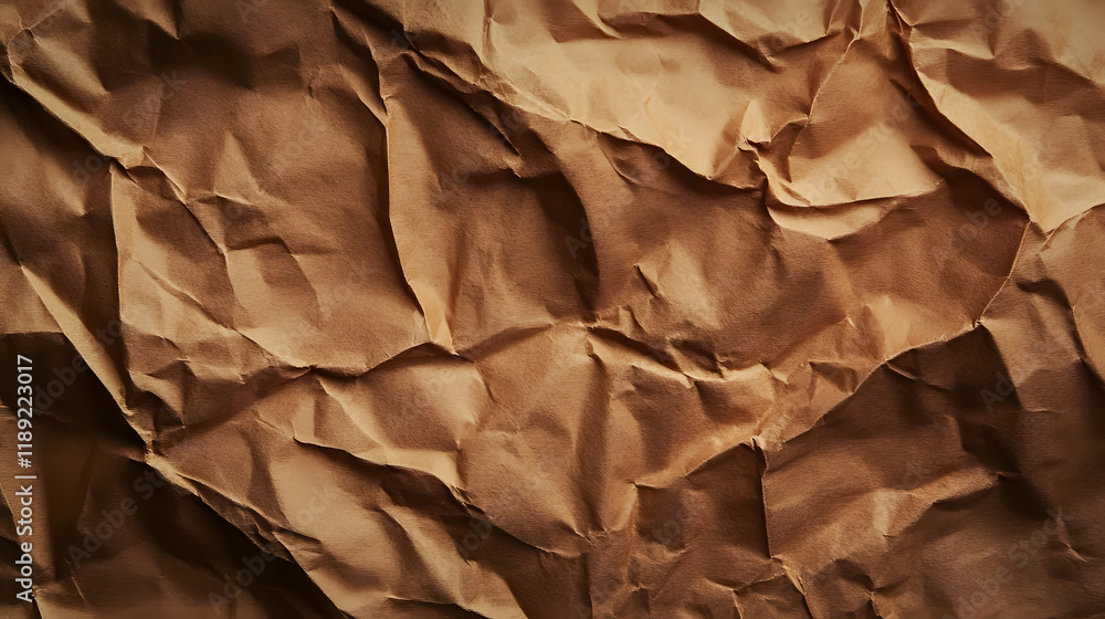 The soft brown crumpled paper reveals intricate wrinkles and details. The soft brown crumpled paper reveals intricate wrinkles and details.