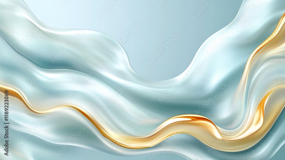Fototapeta premium Abstract Blue and Gold Liquid Waves Flowing Design