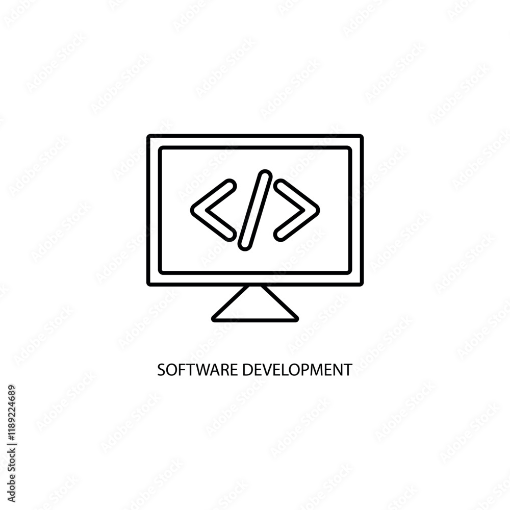 Icon a SOFTWARE DEVELOPMENT, isolated against a clean background. Icon a SOFTWARE DEVELOPMENT, isolated against a clean background.