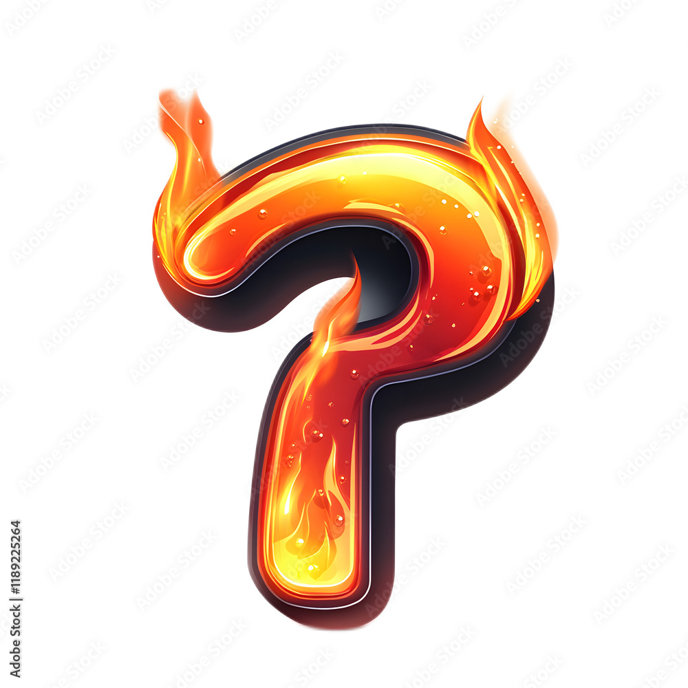 Fiery Question Mark with Flames and Vivid Orange Colors Fiery Question Mark with Flames and Vivid Orange Colors