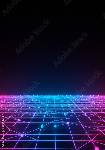 Wallpaper Mural Abstract Neon Grid Network Futuristic Pink Blue Digital Technology Background Torontodigital.ca