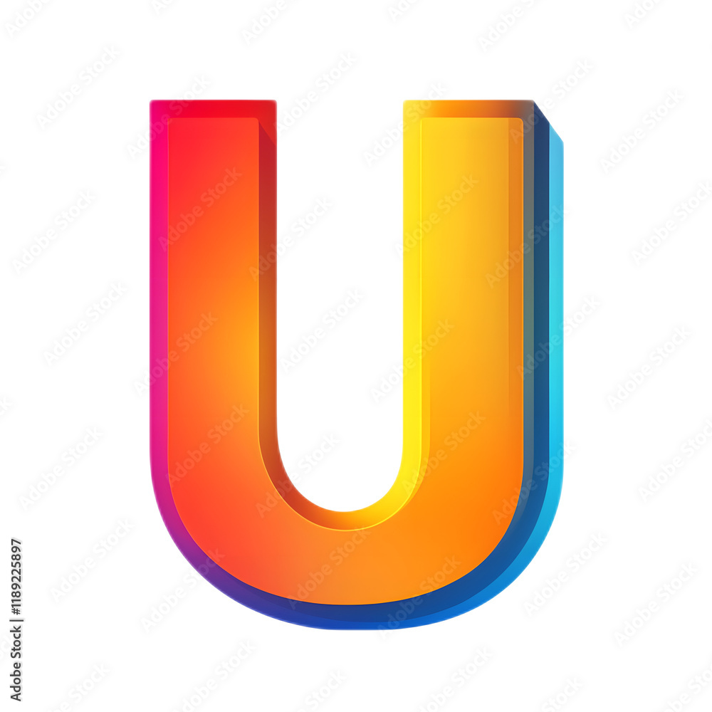 Vibrant Three-Dimensional Letter U in Orange and Yellow Hues Vibrant Three-Dimensional Letter U in Orange and Yellow Hues