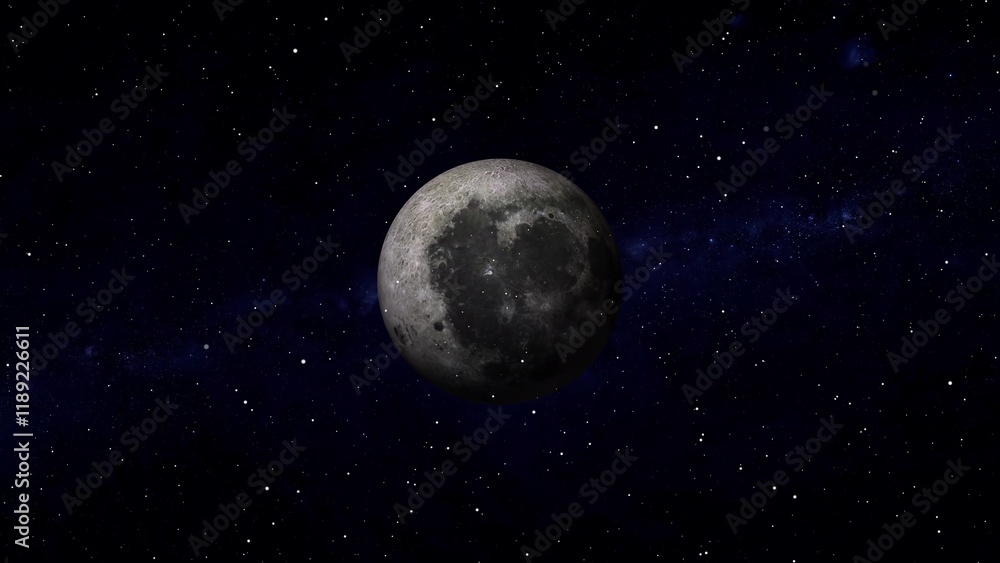 3d moon zoom out on space with star 3d moon zoom out on space with star