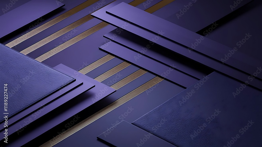 Obraz premium Abstract business background with purple rectangles and gold stripes for professional use