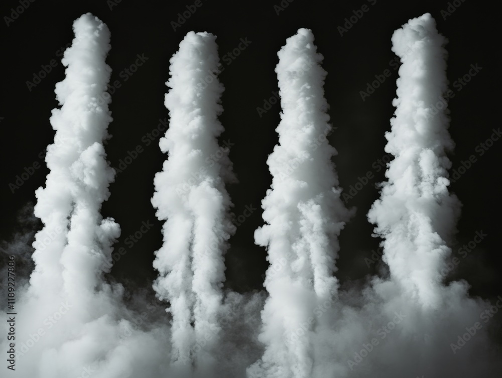 four plumes of white smoke rising against a dark background four plumes of white smoke rising against a dark background