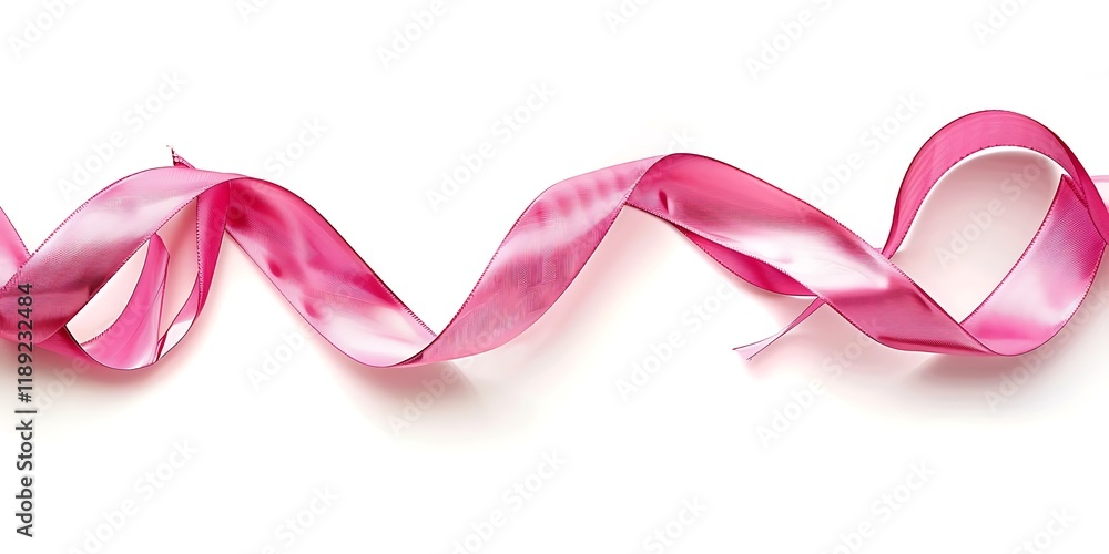 A pink ribbon isolated on a white background with a clipping path. A pink ribbon isolated on a white background with a clipping path.