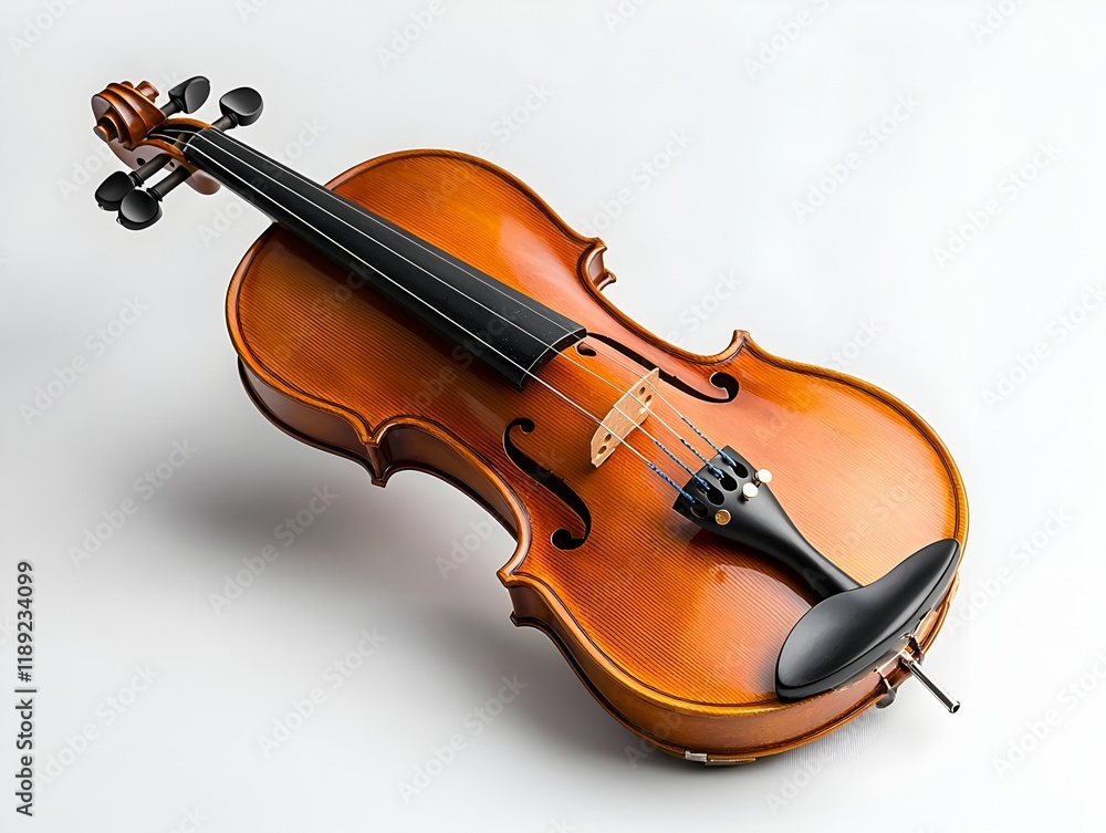 Fototapeta premium Photo of a Violin with a Bow Against a White Background
