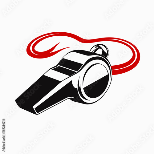 Sport whistle icon with dynamic design and red swirl element