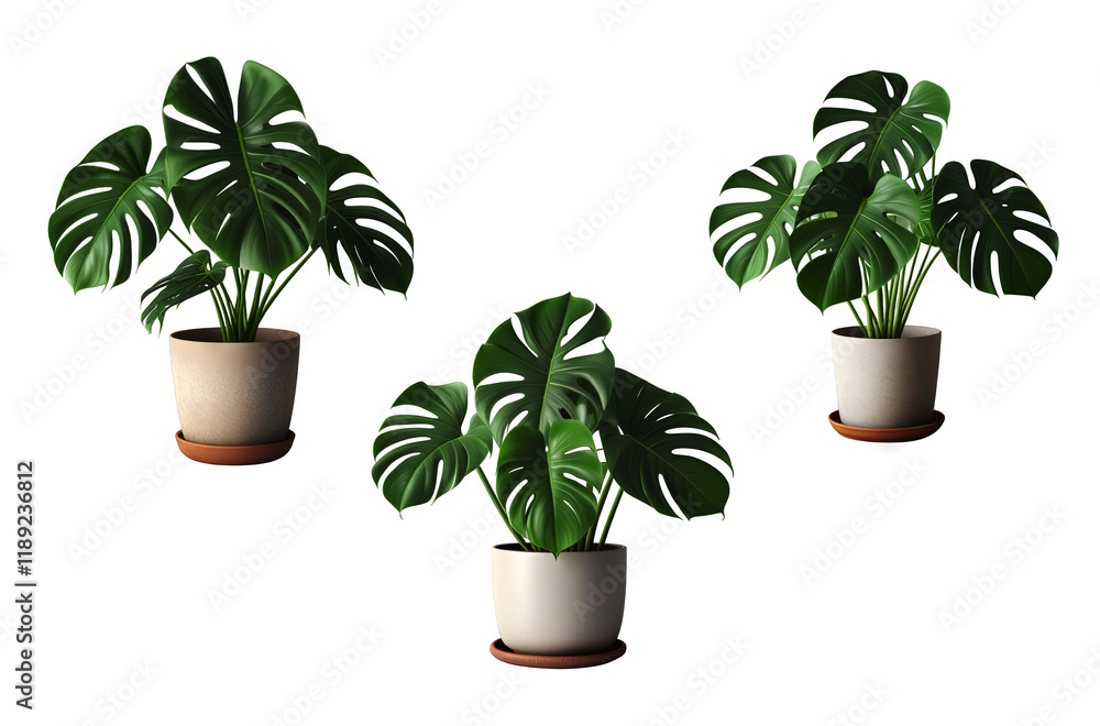 Fototapeta premium Monstera Deliciosa Plant In Pot With Soft Smooth Texture
