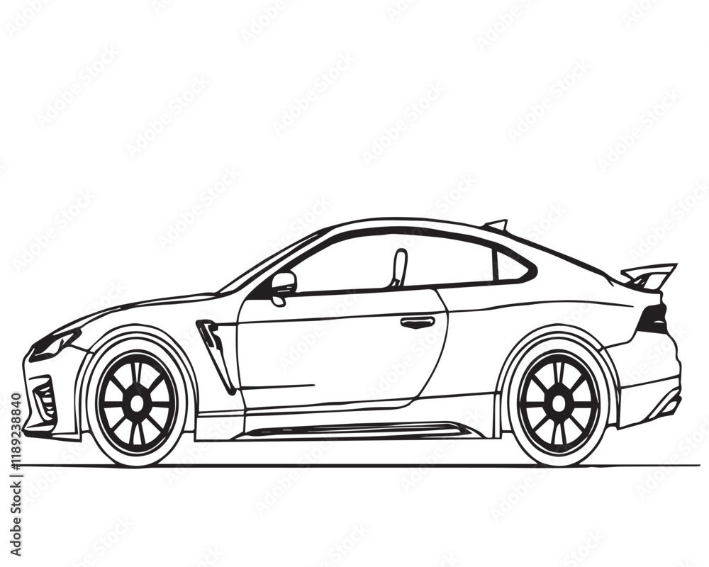 Black vector illustration of a racing car on a transparent background. Ideal for automotive designs, transportation themes graphics, and vehicle illustrations
