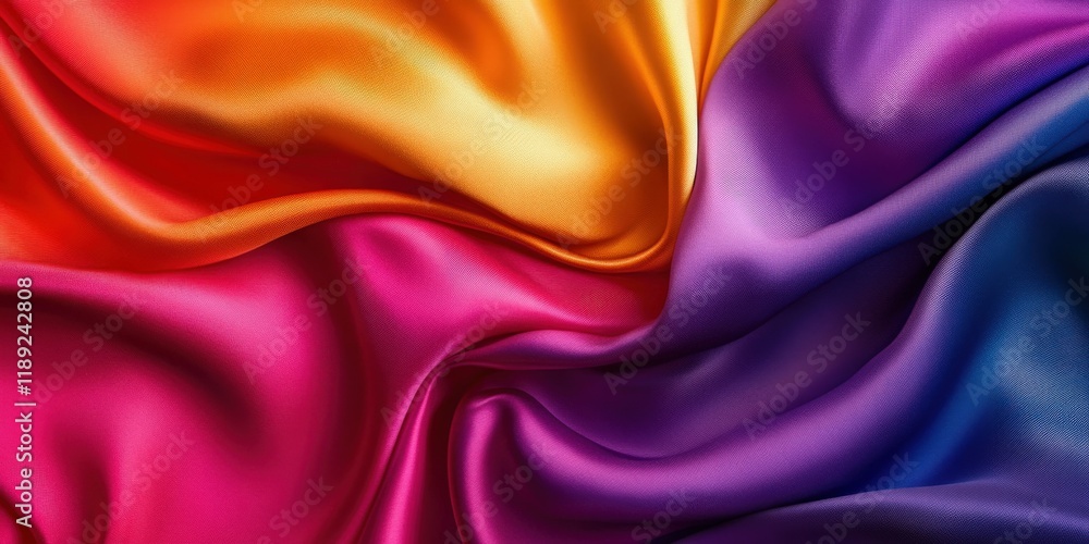 Obraz premium Colorful silk fabric showcasing vibrant hues blending beautifully together