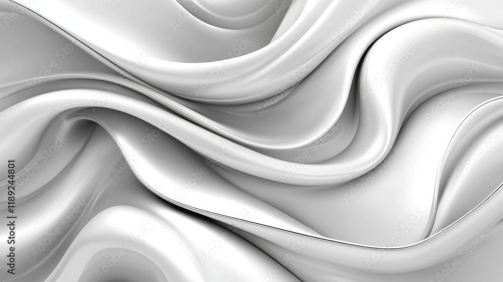 Obraz premium explore smooth, swirling, abstract 3d liquid white background with glossy curves and wave textures for modern art and design inspiration