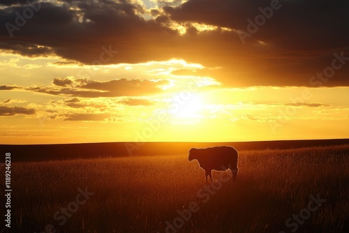 Wallpaper Mural Golden Sunset Silhouette Of Sheep In Grassland Field Torontodigital.ca