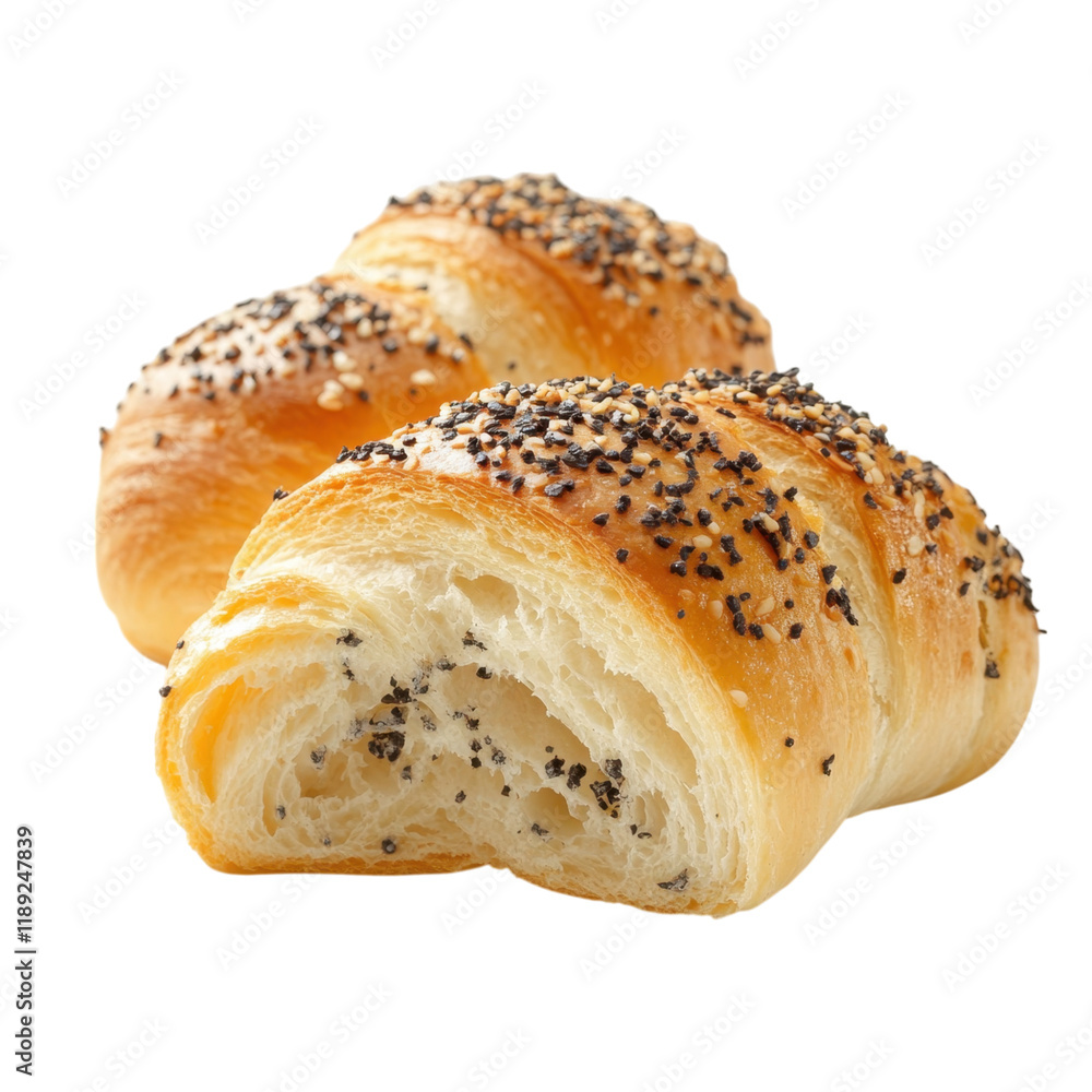 Delicious Poppy Seed Croissants: Golden Brown Bakery Delights, Freshly Baked Pastry Treat Delicious Poppy Seed Croissants: Golden Brown Bakery Delights, Freshly Baked Pastry Treat