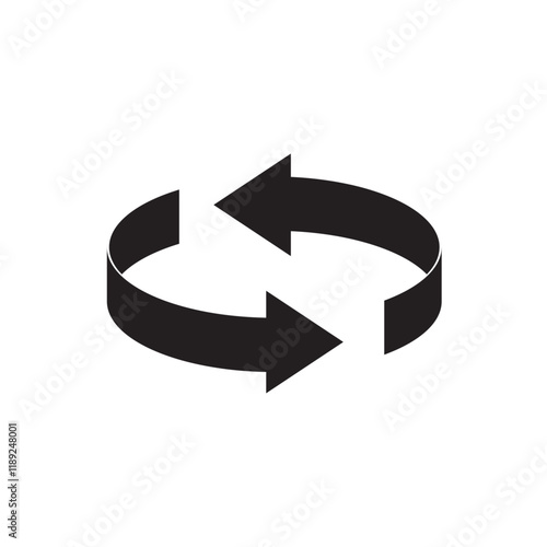 Two arrow spin icon template. Recycle round, circle refresh or restart, thin line symbol on white background