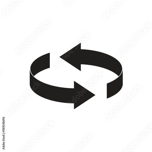 Two arrow spin icon template. Recycle round, circle refresh or restart, thin line symbol on white background