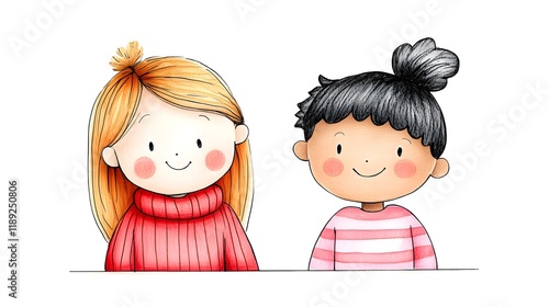 Two cartoon girls are smiling at the camera