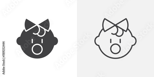 Baby Girl shouting icon flat and simple set design