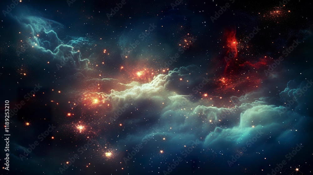Fototapeta premium A photo of fireworks with a distant nebula