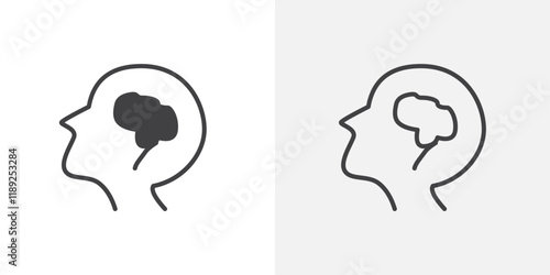 Brain icon flat and simple set design