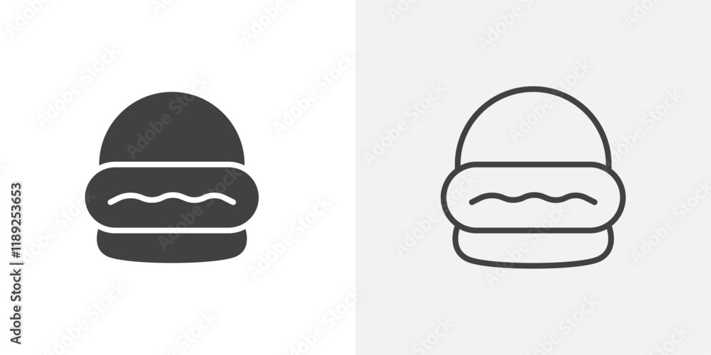 Burger icon flat and simple set design