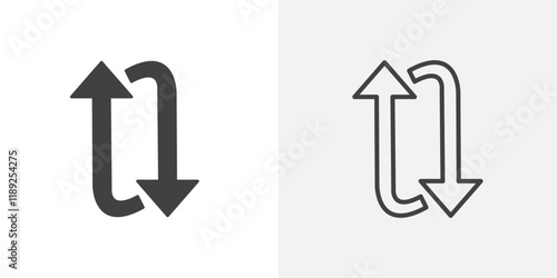 Clockwise vertical arrows icon flat and simple set design