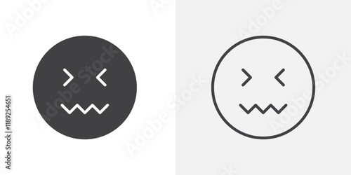 Confounded face icon flat and simple set design