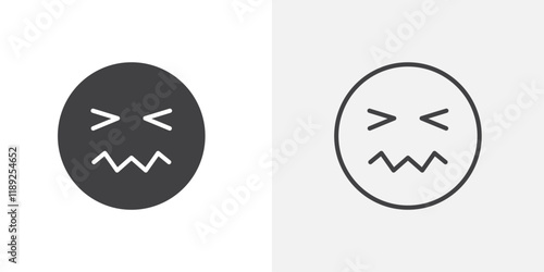 Confounded face icon flat and simple set design