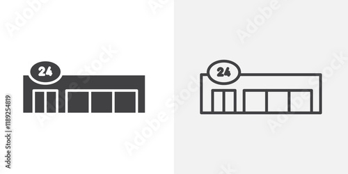 Convenience store icon flat and simple set design