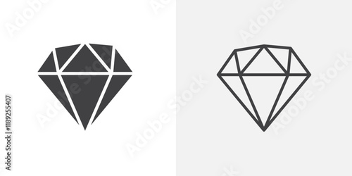 Diamond icon flat and simple set design