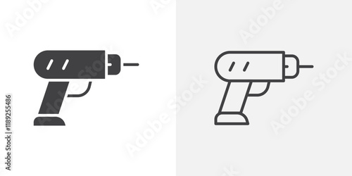 Drill machine icon flat and simple set design